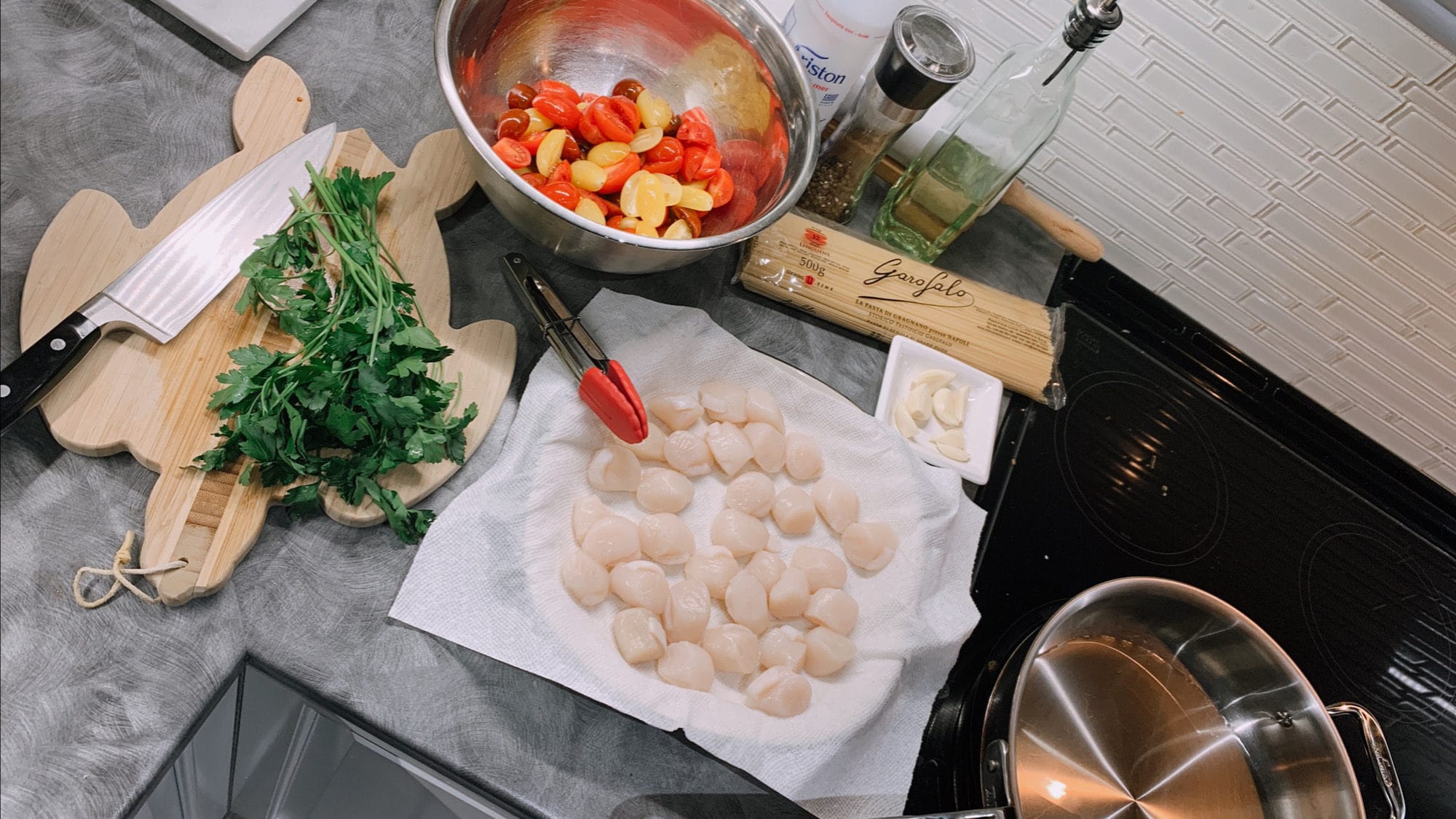 scallops white wine sauce linguine