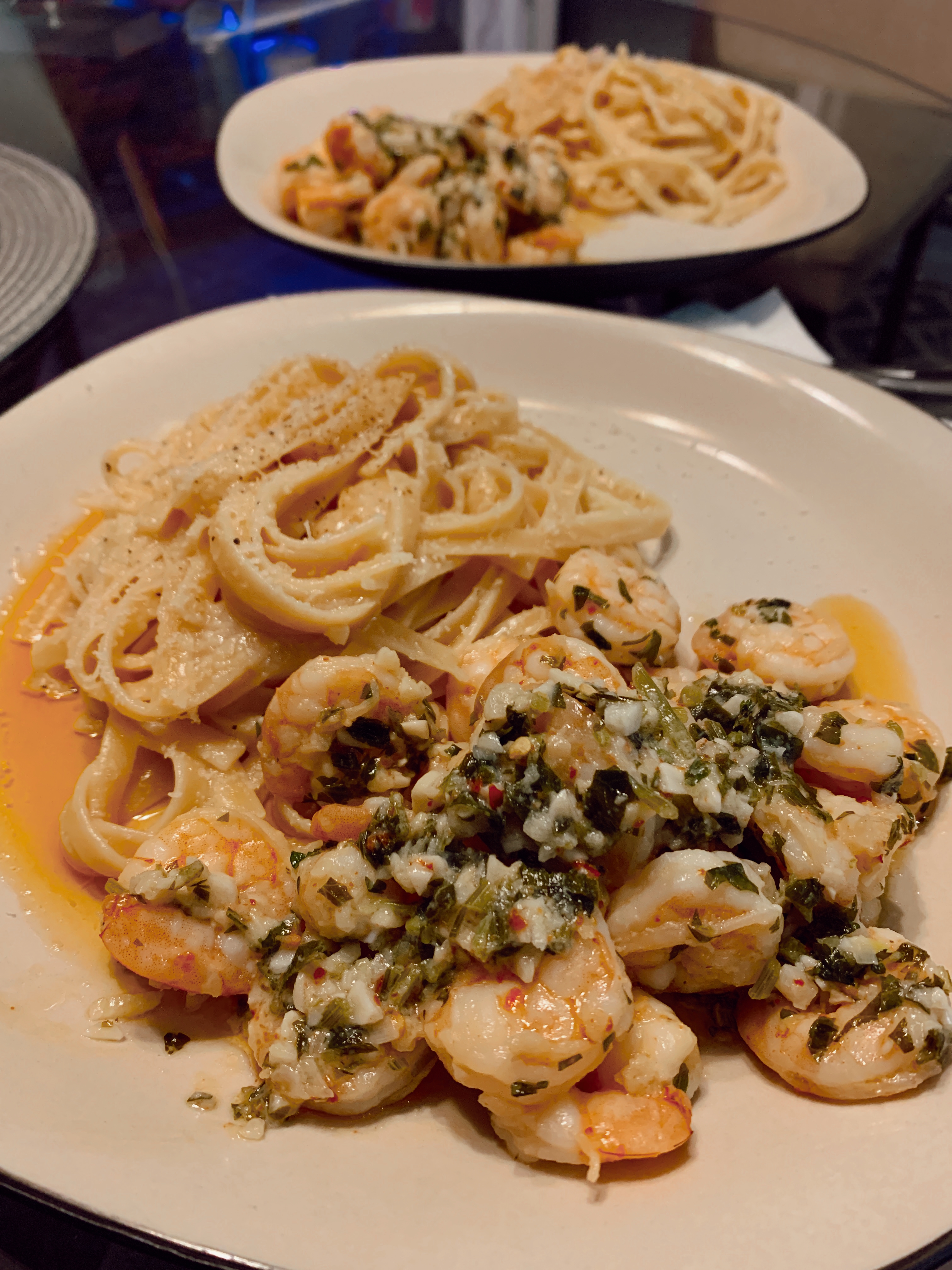 Garlic Butter Shrimp Paired with Fettuccine